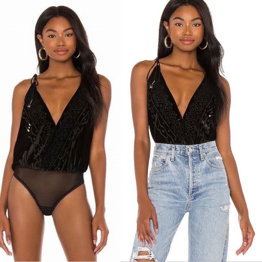 NWT! Intimately Free People Women's Black
Body Talk Bodysuit Velvet Racerback